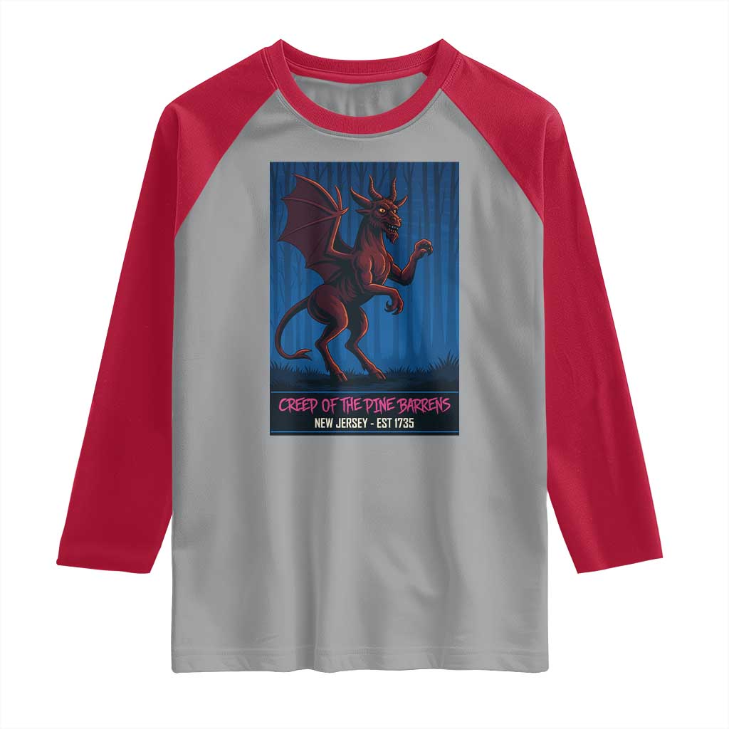Jersey Devil Raglan Shirt Creep Of The Pine Barrens New Jersey Est 1735 - Wonder Print Shop