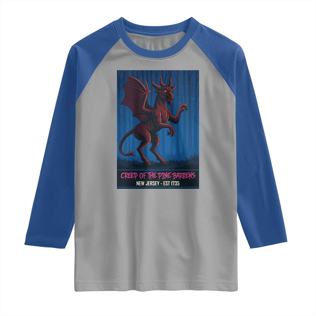 Jersey Devil Raglan Shirt Creep Of The Pine Barrens New Jersey Est 1735 - Wonder Print Shop