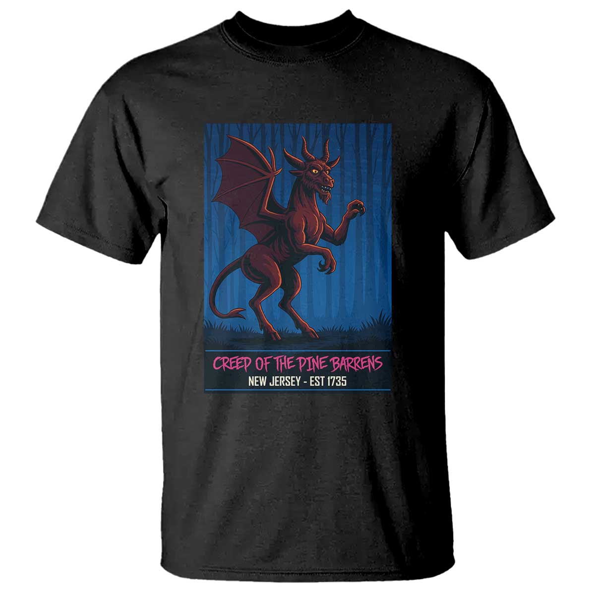 Jersey Devil T Shirt Creep Of The Pine Barrens New Jersey Est 1735 - Wonder Print Shop
