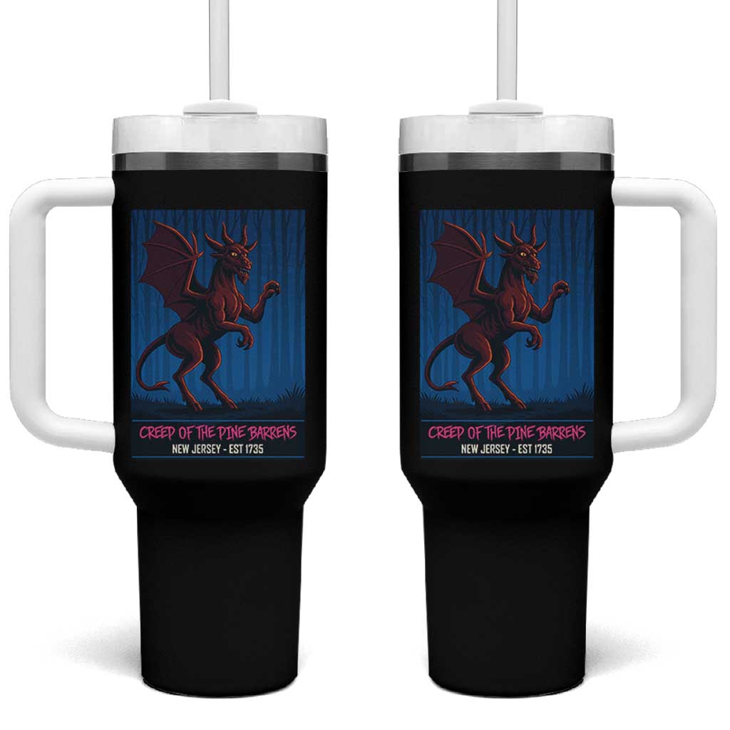 Jersey Devil Tumbler With Handle Creep Of The Pine Barrens New Jersey Est 1735