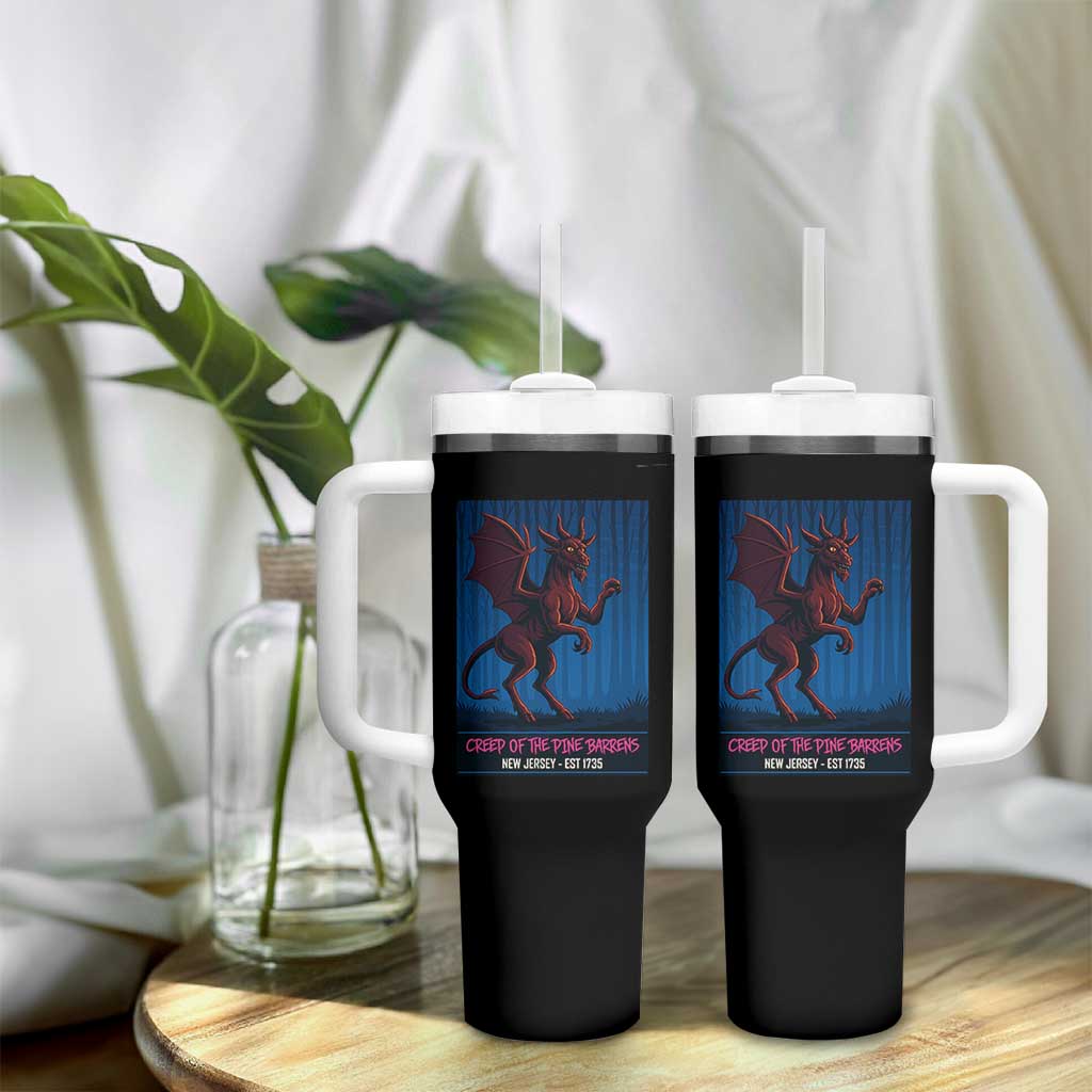 Jersey Devil Tumbler With Handle Creep Of The Pine Barrens New Jersey Est 1735