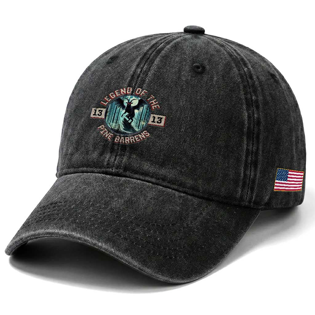 Jersey Devil Washed Cotton Baseball Cap Cryptid Gift Legend Of The Pine Barrens