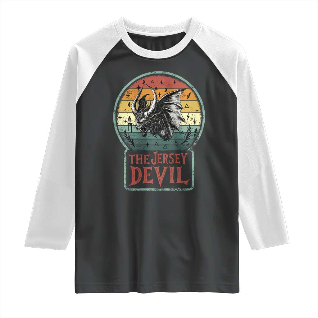 The Jersey Devil Raglan Shirt Retro Vintage New Jersey Cryptid - Wonder Print Shop
