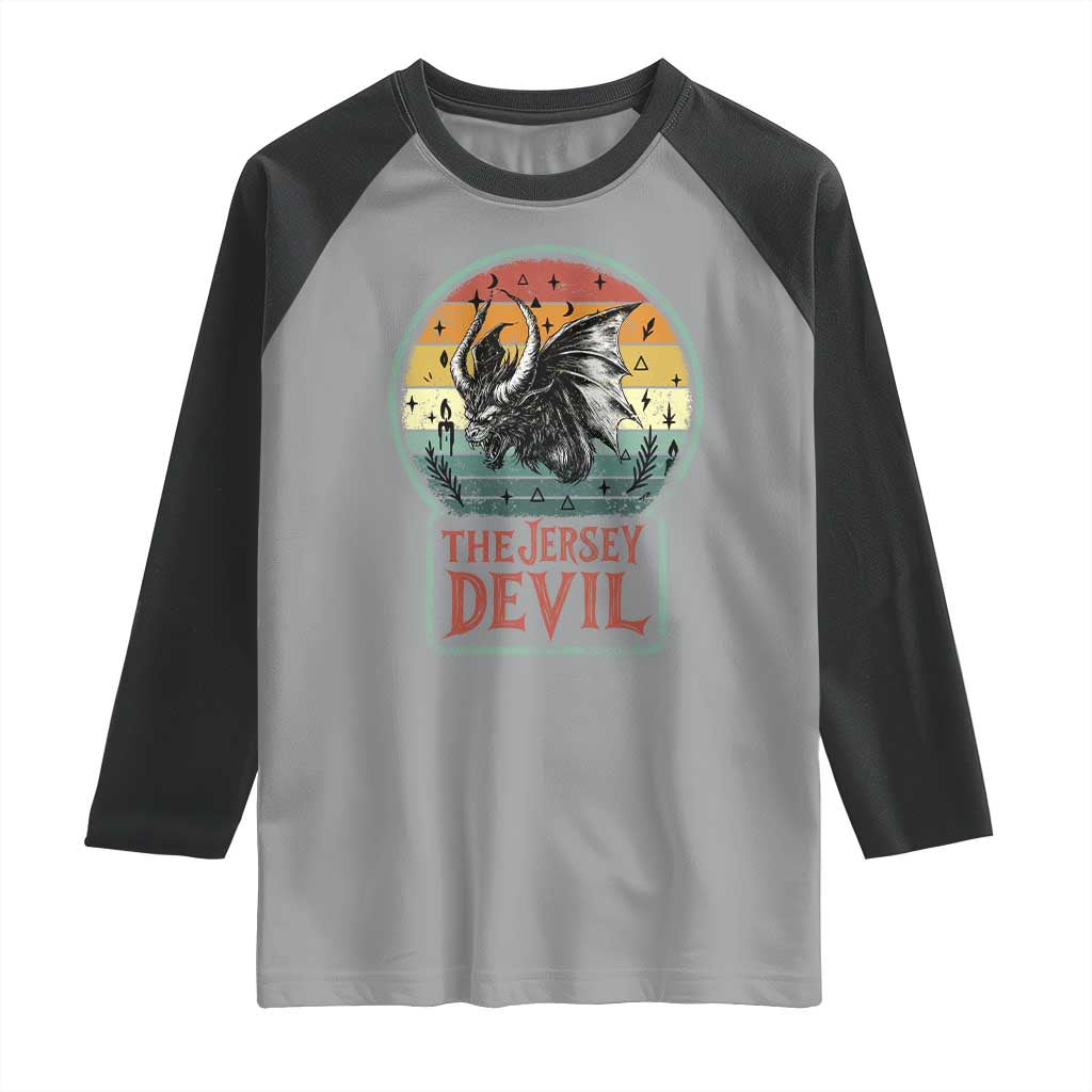 The Jersey Devil Raglan Shirt Retro Vintage New Jersey Cryptid - Wonder Print Shop