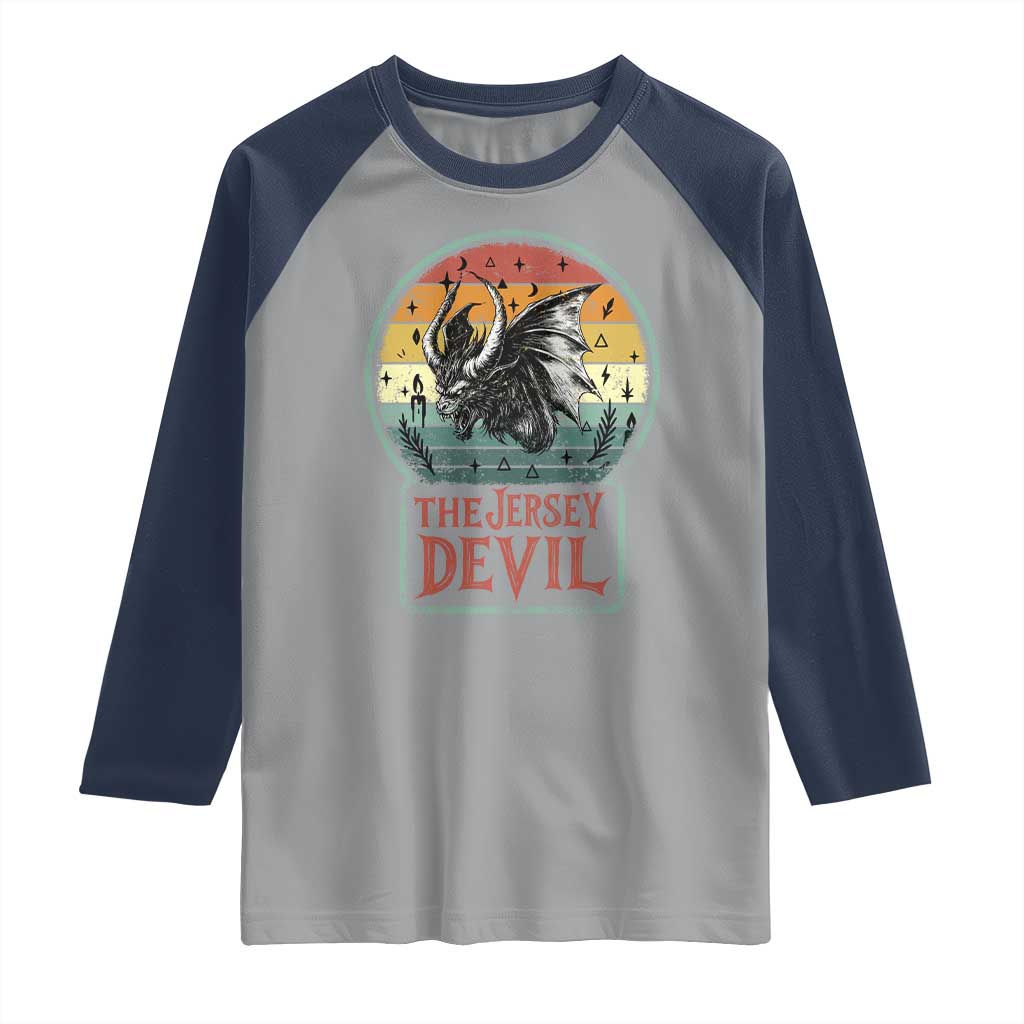 The Jersey Devil Raglan Shirt Retro Vintage New Jersey Cryptid - Wonder Print Shop