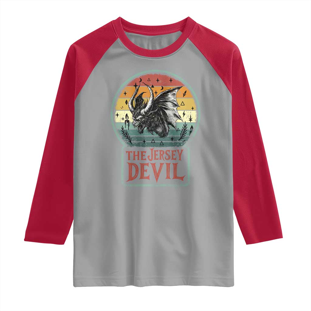 The Jersey Devil Raglan Shirt Retro Vintage New Jersey Cryptid - Wonder Print Shop