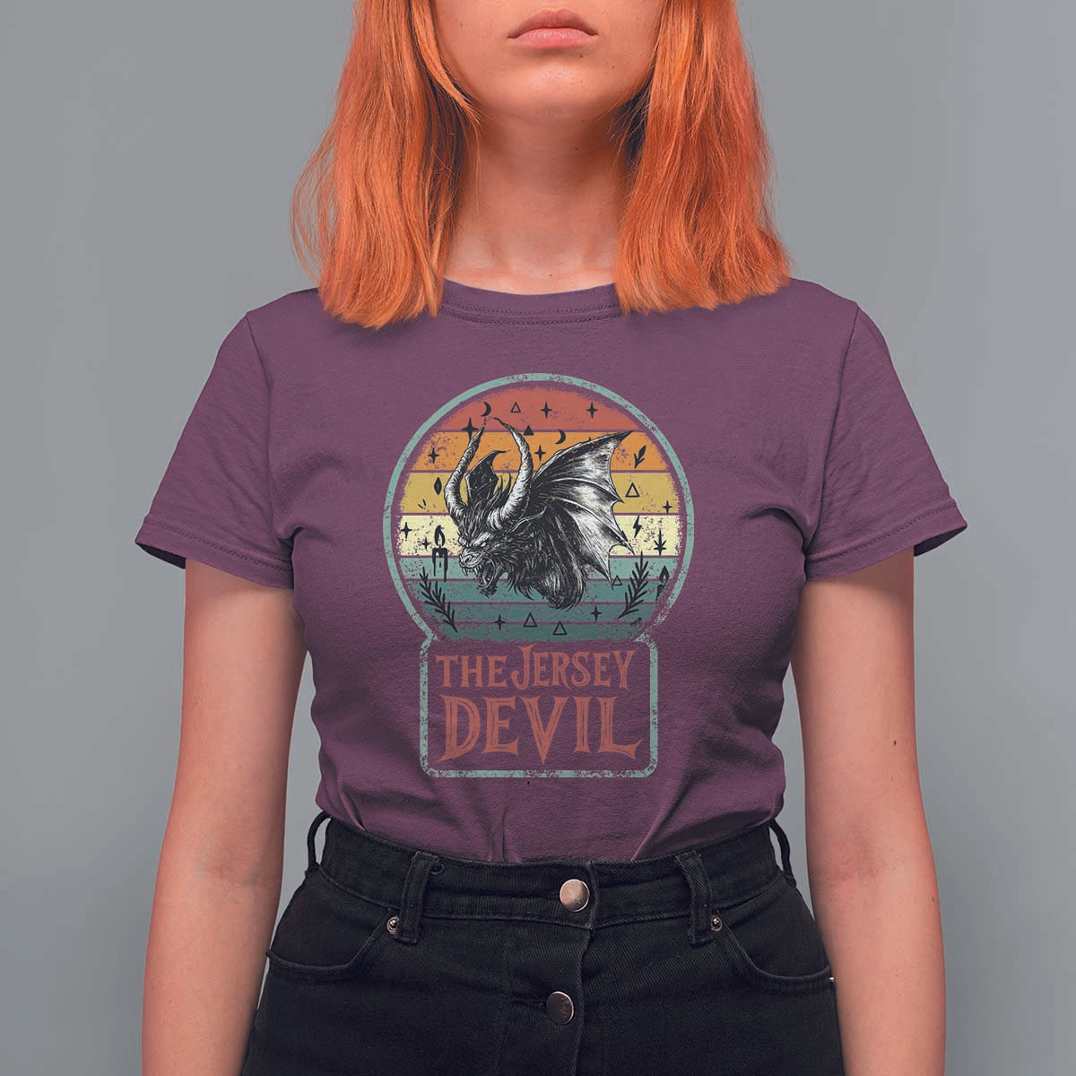 The Jersey Devil T Shirt For Women Retro Vintage New Jersey Cryptid - Wonder Print Shop