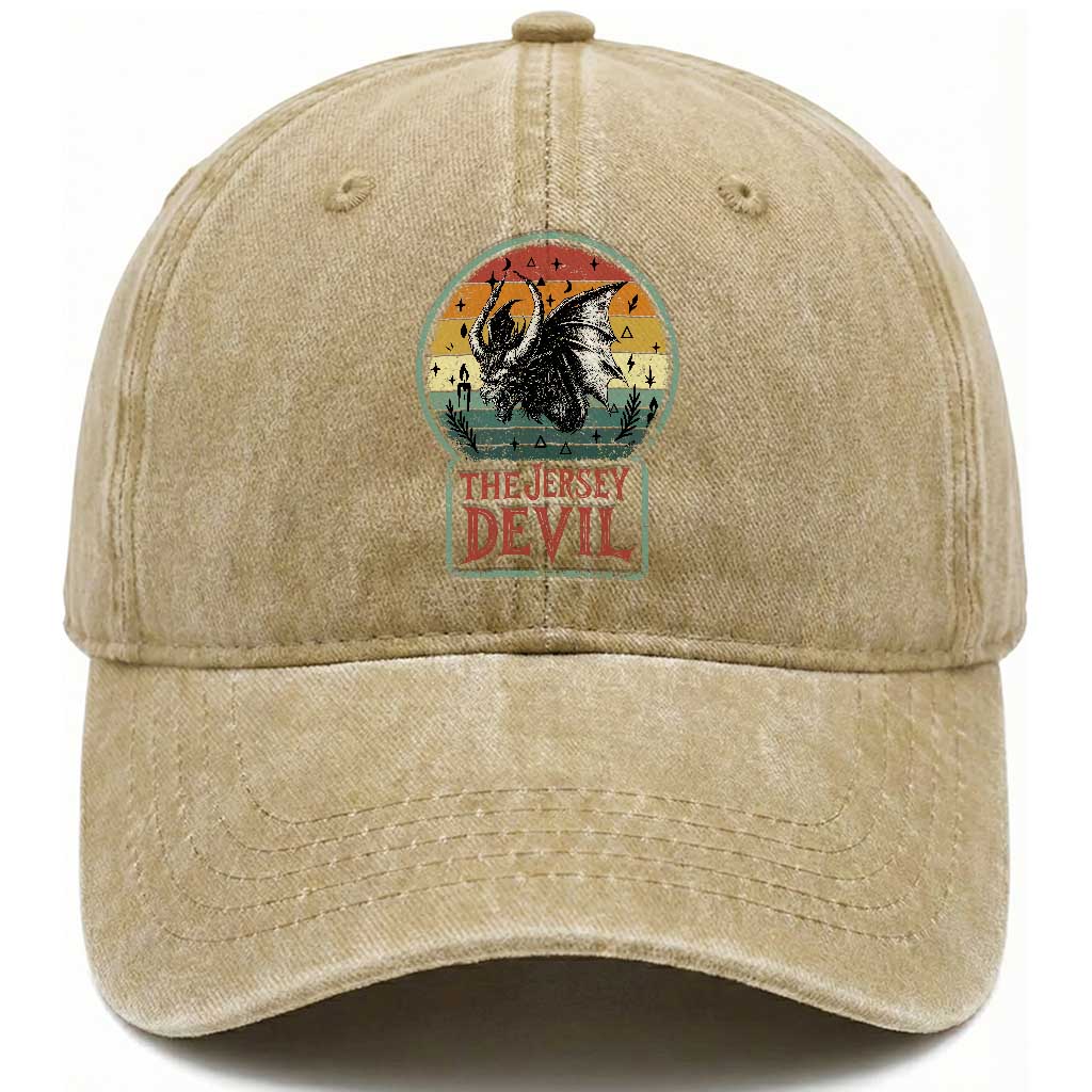 The Jersey Devil Washed Cotton Baseball Cap Retro Vintage New Jersey Cryptid