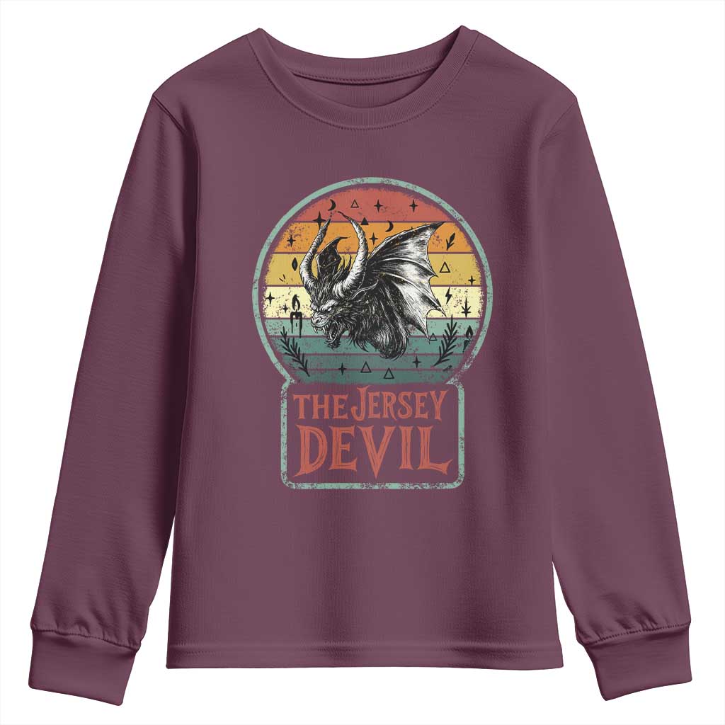 The Jersey Devil Youth Sweatshirt Retro Vintage New Jersey Cryptid - Wonder Print Shop