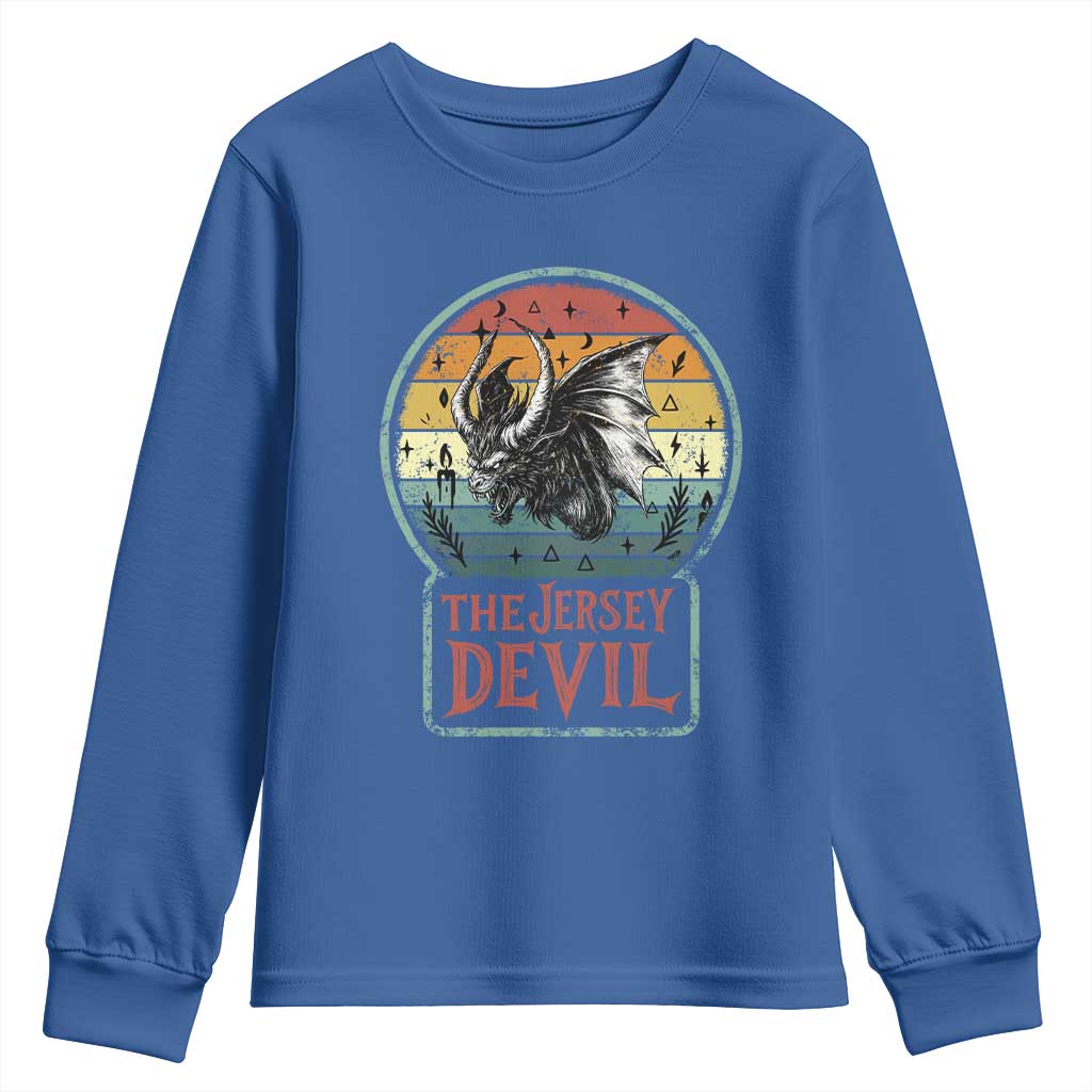 The Jersey Devil Youth Sweatshirt Retro Vintage New Jersey Cryptid - Wonder Print Shop