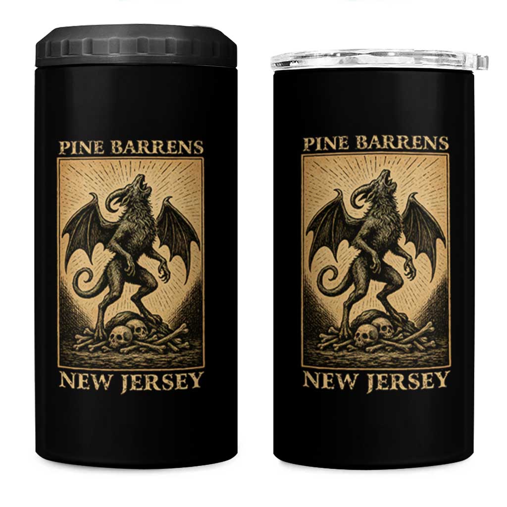 Jersey Devil 4 in 1 Can Cooler Tumbler Gothic Horror Gift Pine Barrens New Jersey