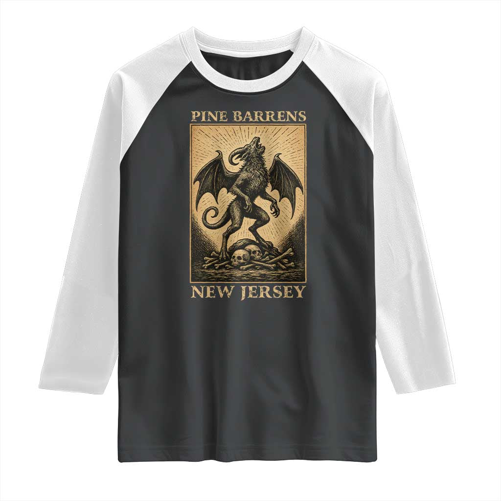Jersey Devil Raglan Shirt Gothic Horror Gift Pine Barrens New Jersey - Wonder Print Shop