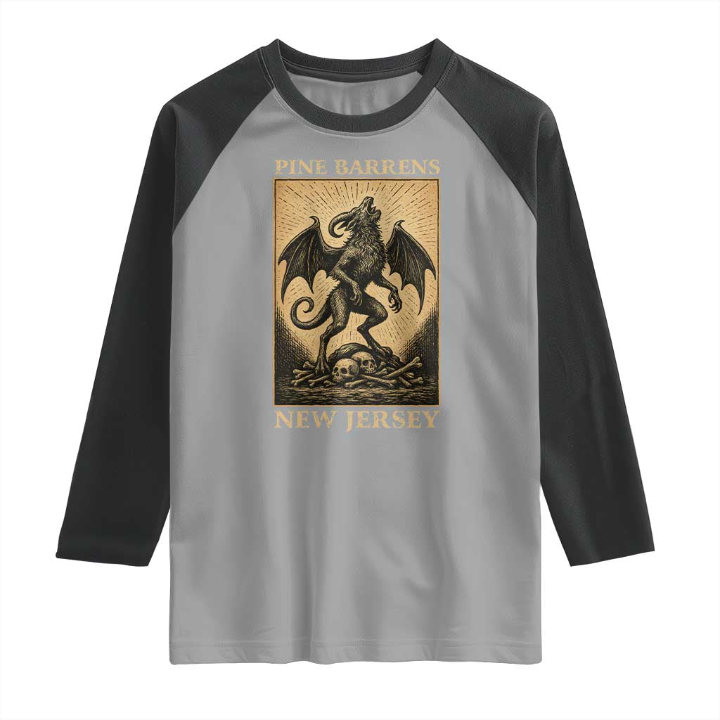 Jersey Devil Raglan Shirt Gothic Horror Gift Pine Barrens New Jersey - Wonder Print Shop