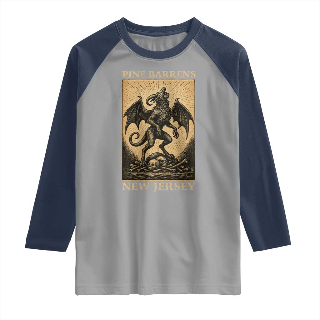 Jersey Devil Raglan Shirt Gothic Horror Gift Pine Barrens New Jersey - Wonder Print Shop