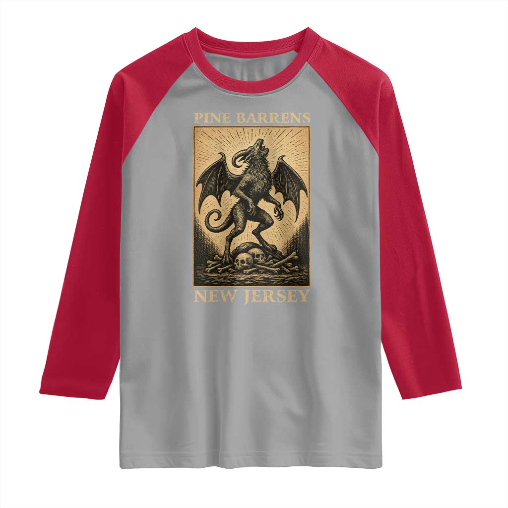 Jersey Devil Raglan Shirt Gothic Horror Gift Pine Barrens New Jersey - Wonder Print Shop