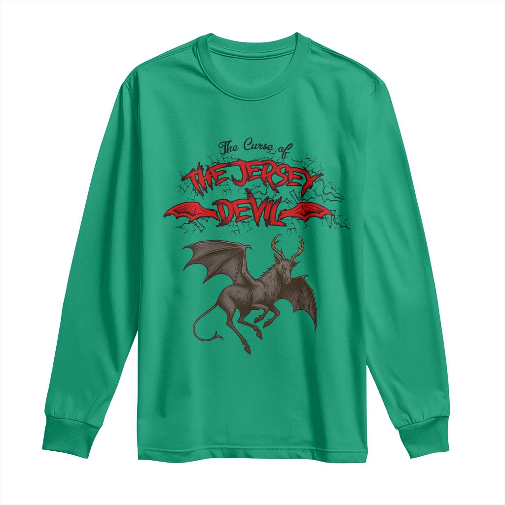 Jersey Devil Long Sleeve Shirt The Curse Of The Cryptid Gothic Horror Gift - Wonder Print Shop