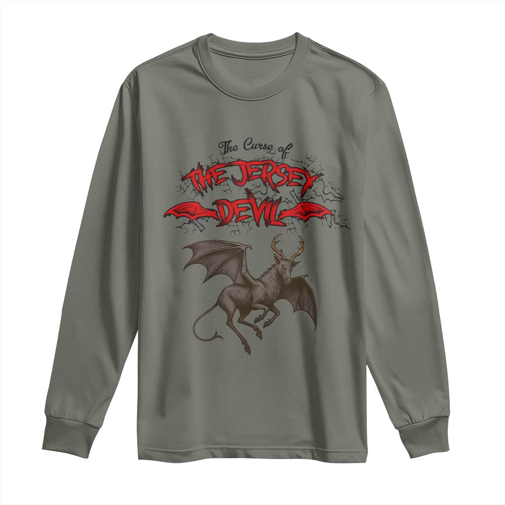 Jersey Devil Long Sleeve Shirt The Curse Of The Cryptid Gothic Horror Gift - Wonder Print Shop
