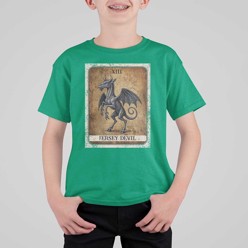 Jersey Devil T Shirt For Kid Horror Tarot Card Urban Legends Gift - Wonder Print Shop