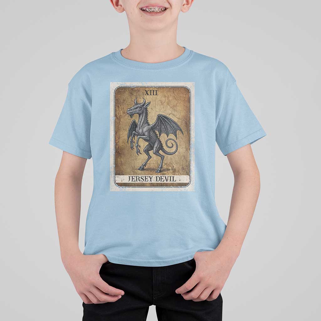 Jersey Devil T Shirt For Kid Horror Tarot Card Urban Legends Gift - Wonder Print Shop