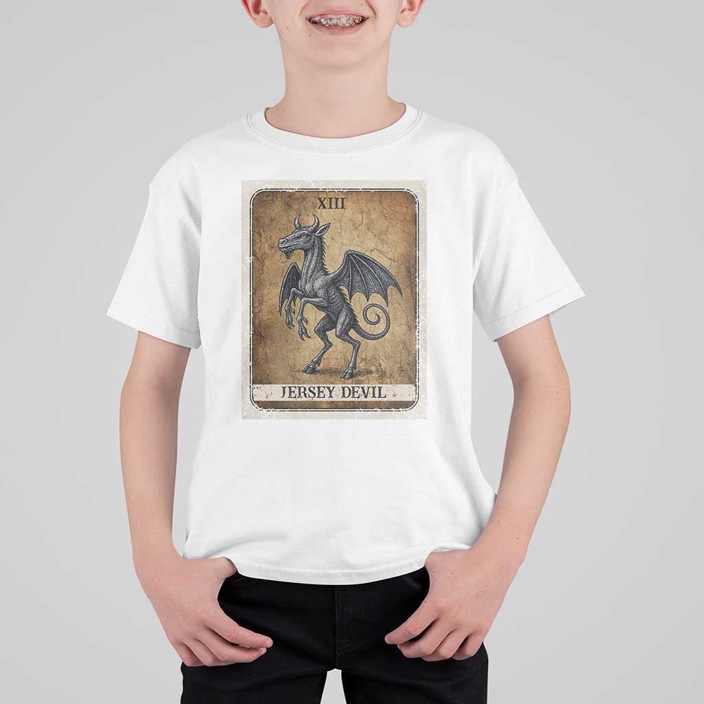 Jersey Devil T Shirt For Kid Horror Tarot Card Urban Legends Gift - Wonder Print Shop