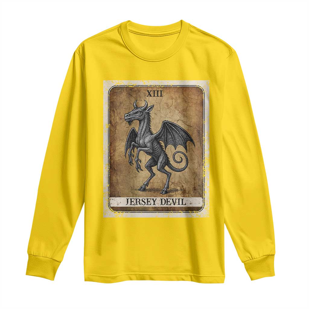 Jersey Devil Long Sleeve Shirt Horror Tarot Card Urban Legends Gift - Wonder Print Shop