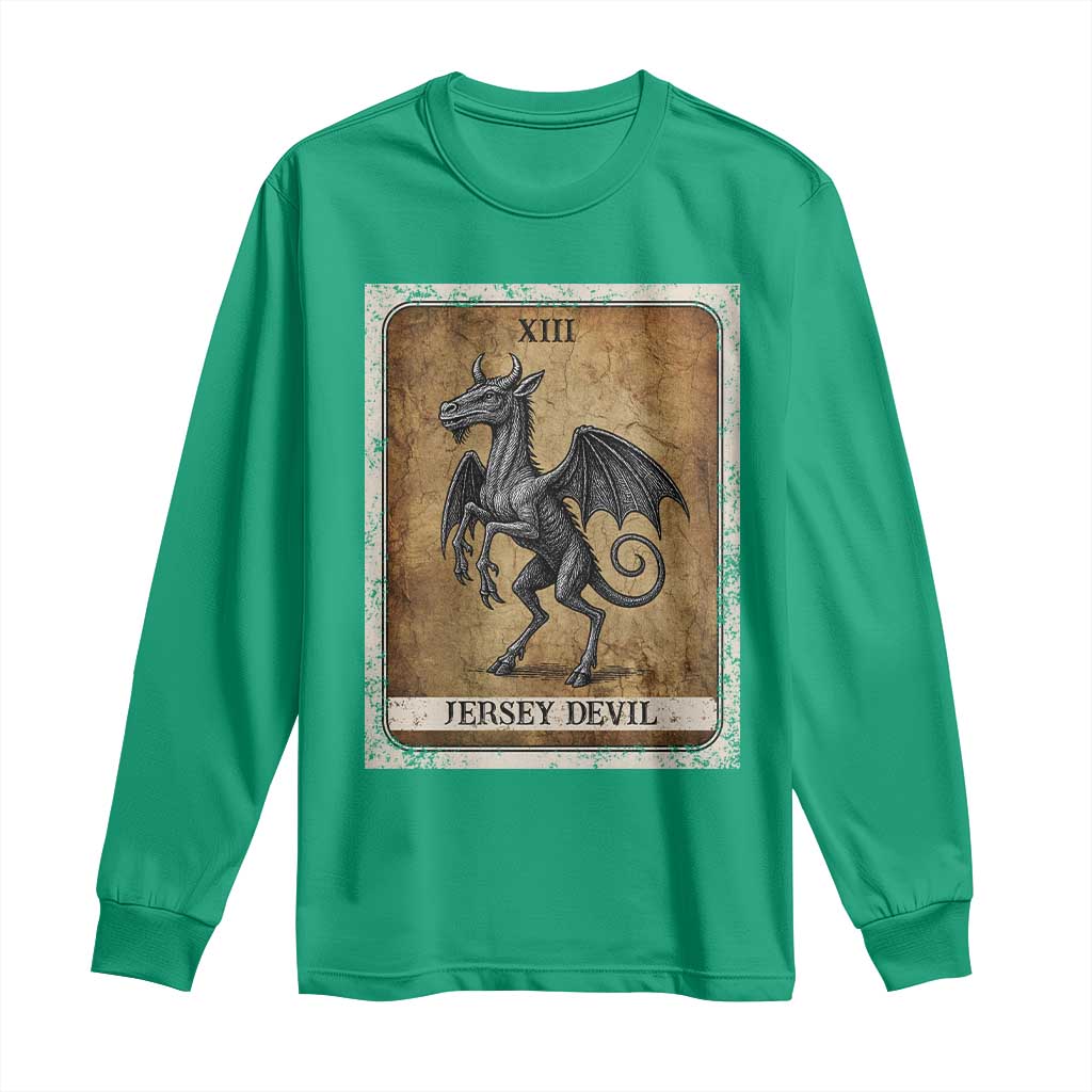 Jersey Devil Long Sleeve Shirt Horror Tarot Card Urban Legends Gift - Wonder Print Shop