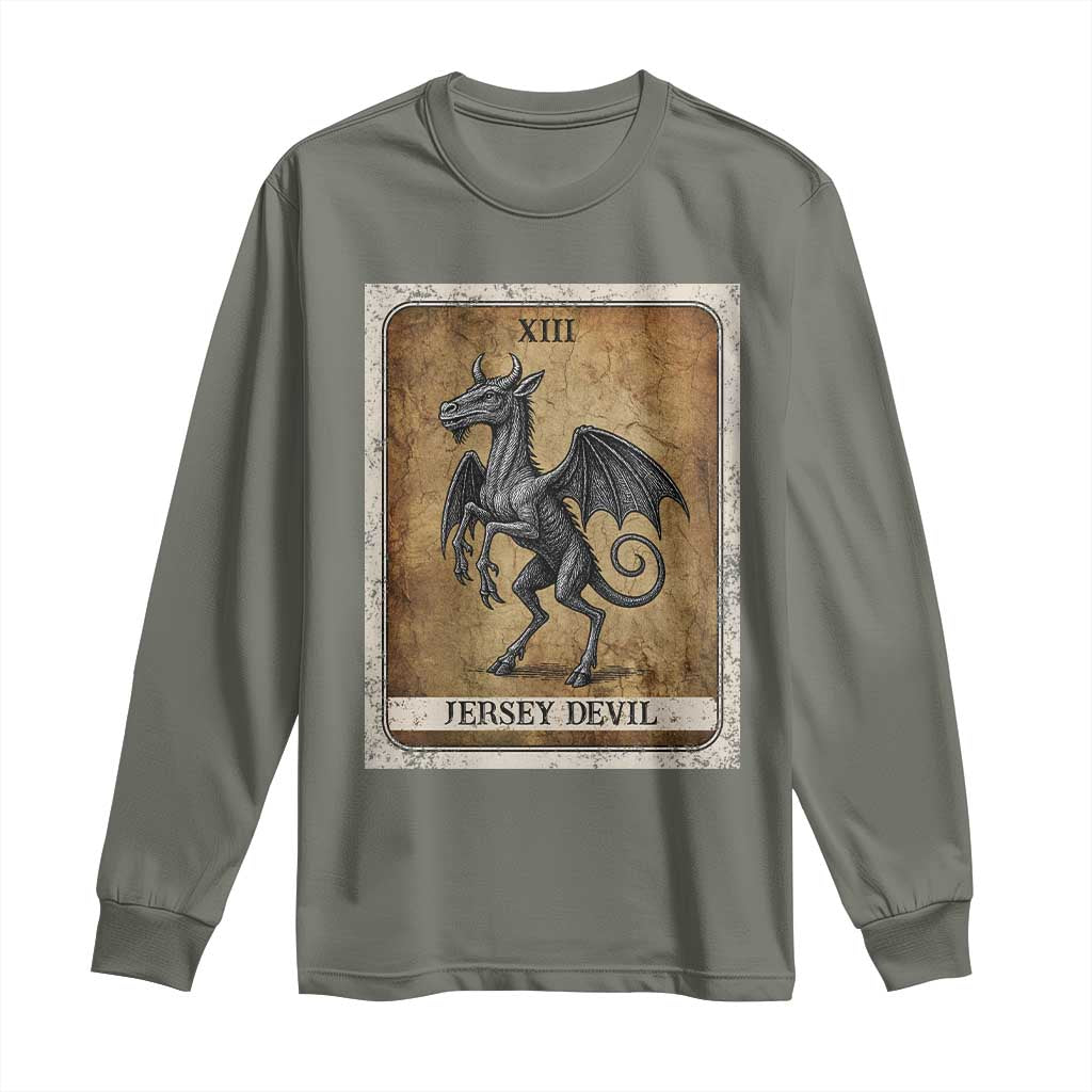 Jersey Devil Long Sleeve Shirt Horror Tarot Card Urban Legends Gift - Wonder Print Shop