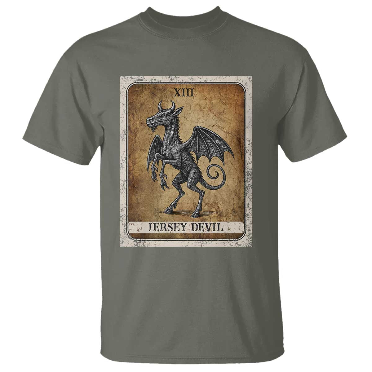 Jersey Devil T Shirt Horror Tarot Card Urban Legends Gift - Wonder Print Shop