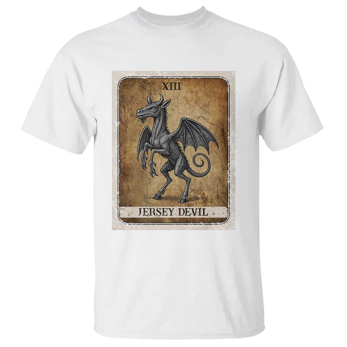 Jersey Devil T Shirt Horror Tarot Card Urban Legends Gift - Wonder Print Shop