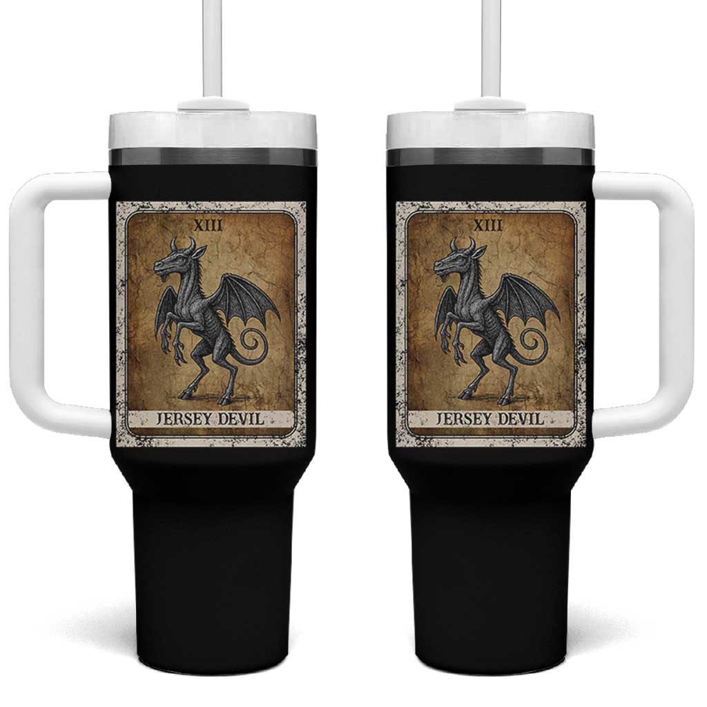 Jersey Devil Tumbler With Handle Horror Tarot Card Urban Legends Gift