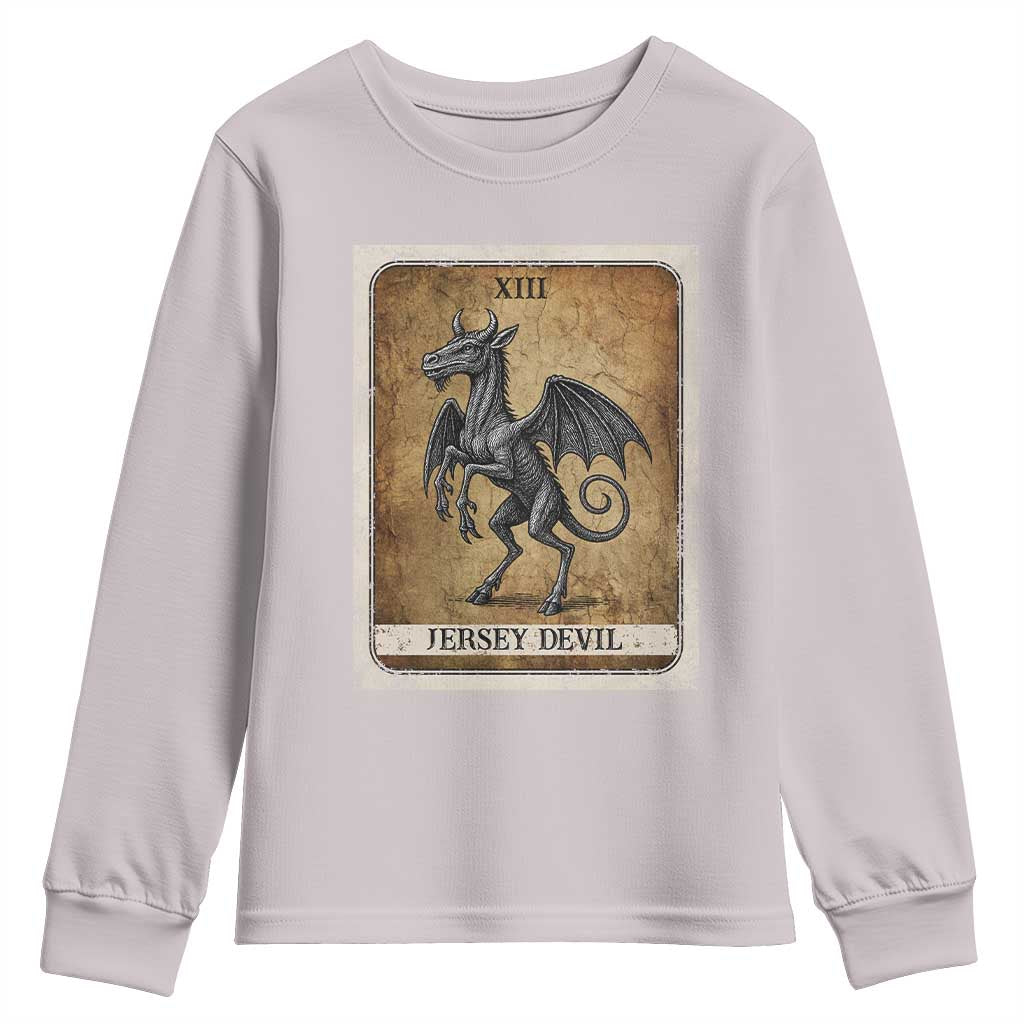 Jersey Devil Youth Sweatshirt Horror Tarot Card Urban Legends Gift - Wonder Print Shop