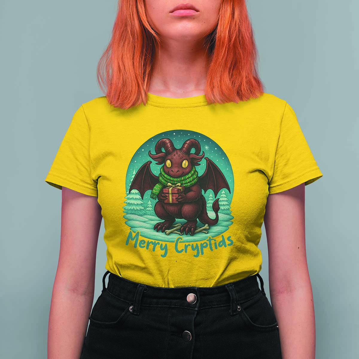 Jersey Devil T Shirt For Women Merry Cryptidmas Funny Christmas Gift - Wonder Print Shop