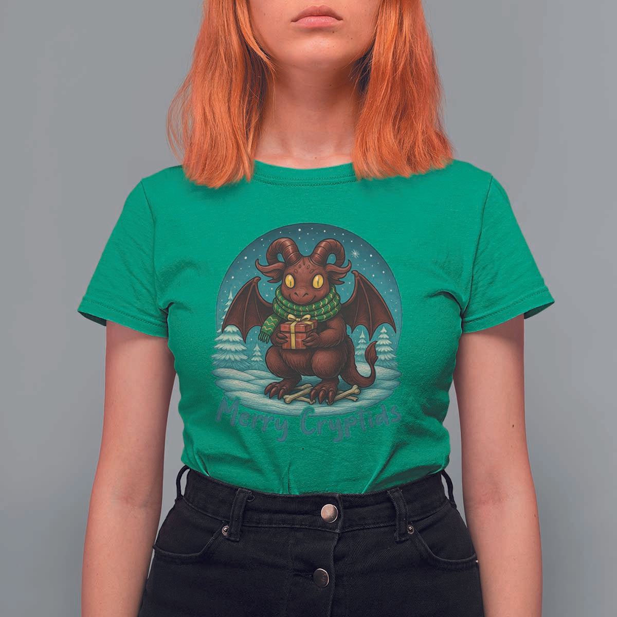 Jersey Devil T Shirt For Women Merry Cryptidmas Funny Christmas Gift - Wonder Print Shop