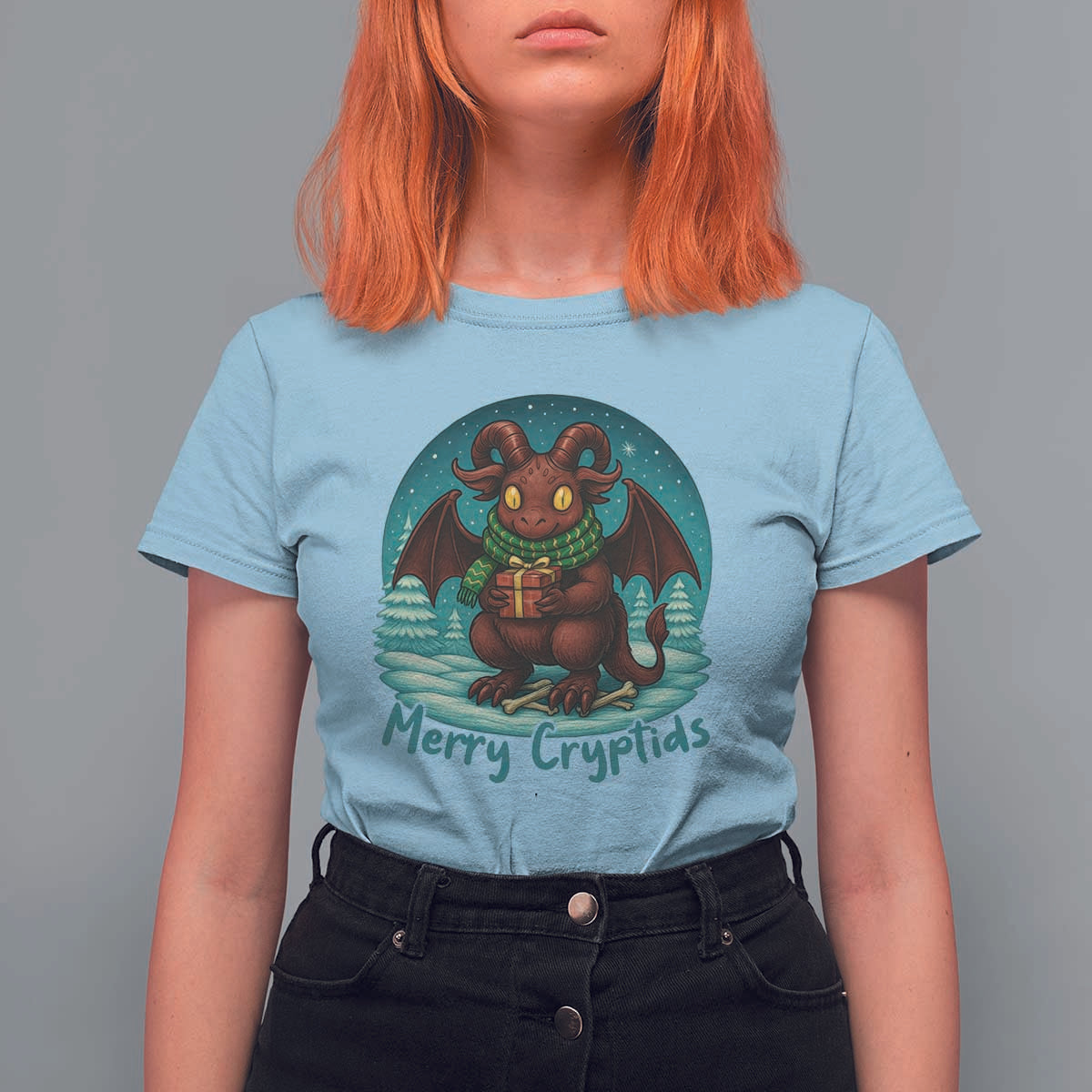 Jersey Devil T Shirt For Women Merry Cryptidmas Funny Christmas Gift - Wonder Print Shop