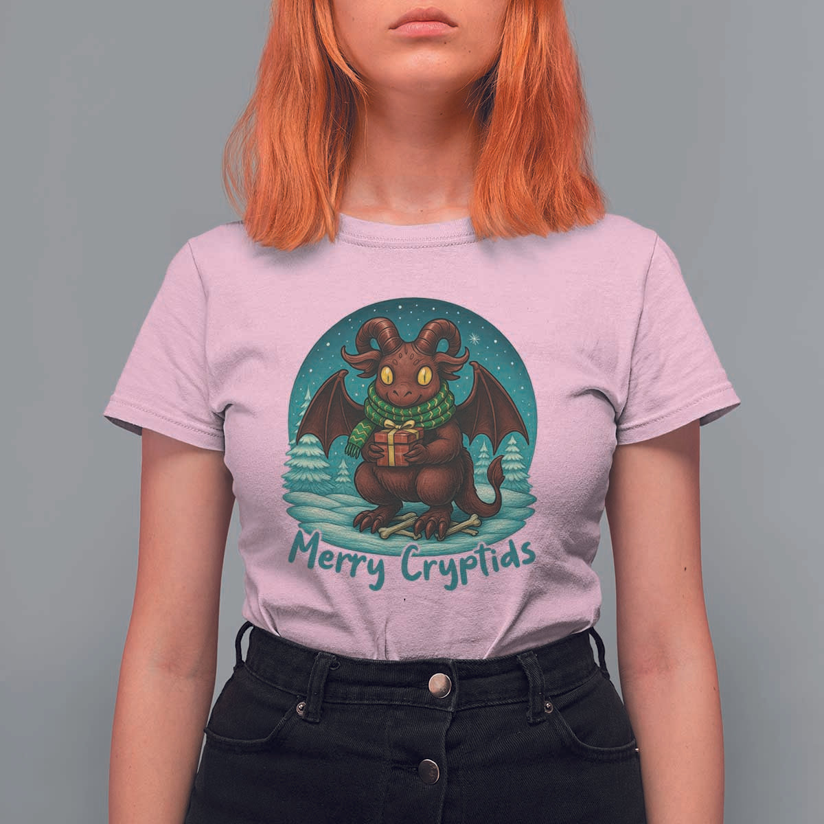 Jersey Devil T Shirt For Women Merry Cryptidmas Funny Christmas Gift - Wonder Print Shop