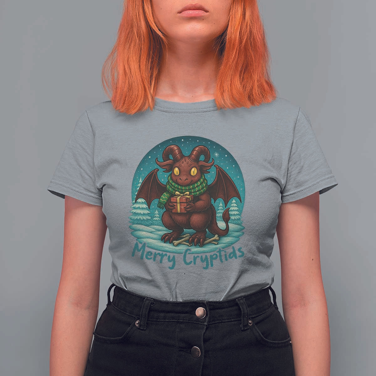 Jersey Devil T Shirt For Women Merry Cryptidmas Funny Christmas Gift - Wonder Print Shop