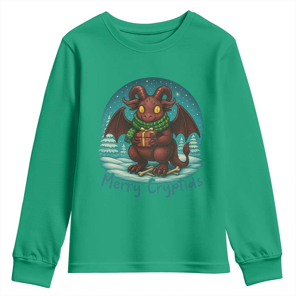 Jersey Devil Youth Sweatshirt Merry Cryptidmas Funny Christmas Gift - Wonder Print Shop