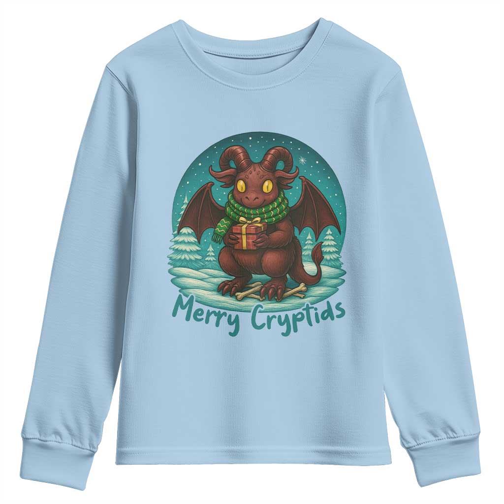 Jersey Devil Youth Sweatshirt Merry Cryptidmas Funny Christmas Gift - Wonder Print Shop