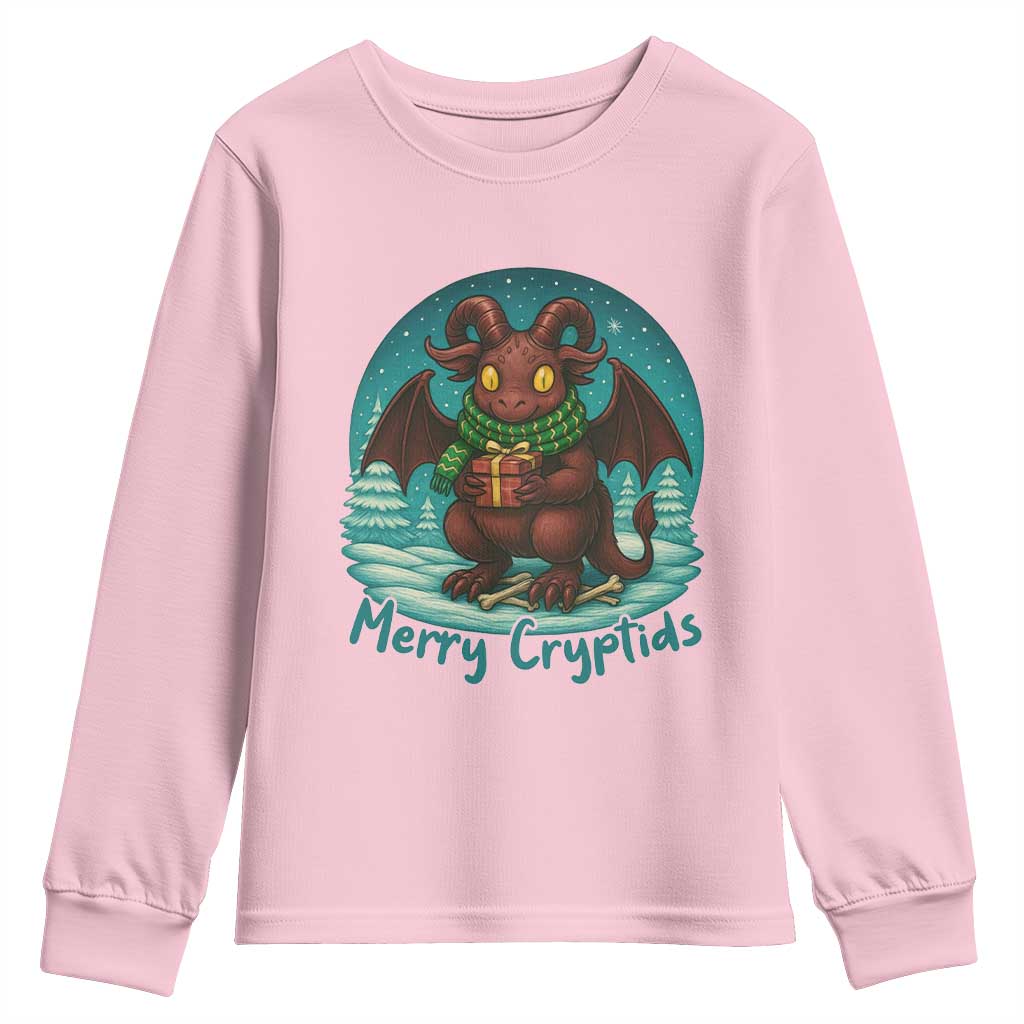 Jersey Devil Youth Sweatshirt Merry Cryptidmas Funny Christmas Gift - Wonder Print Shop