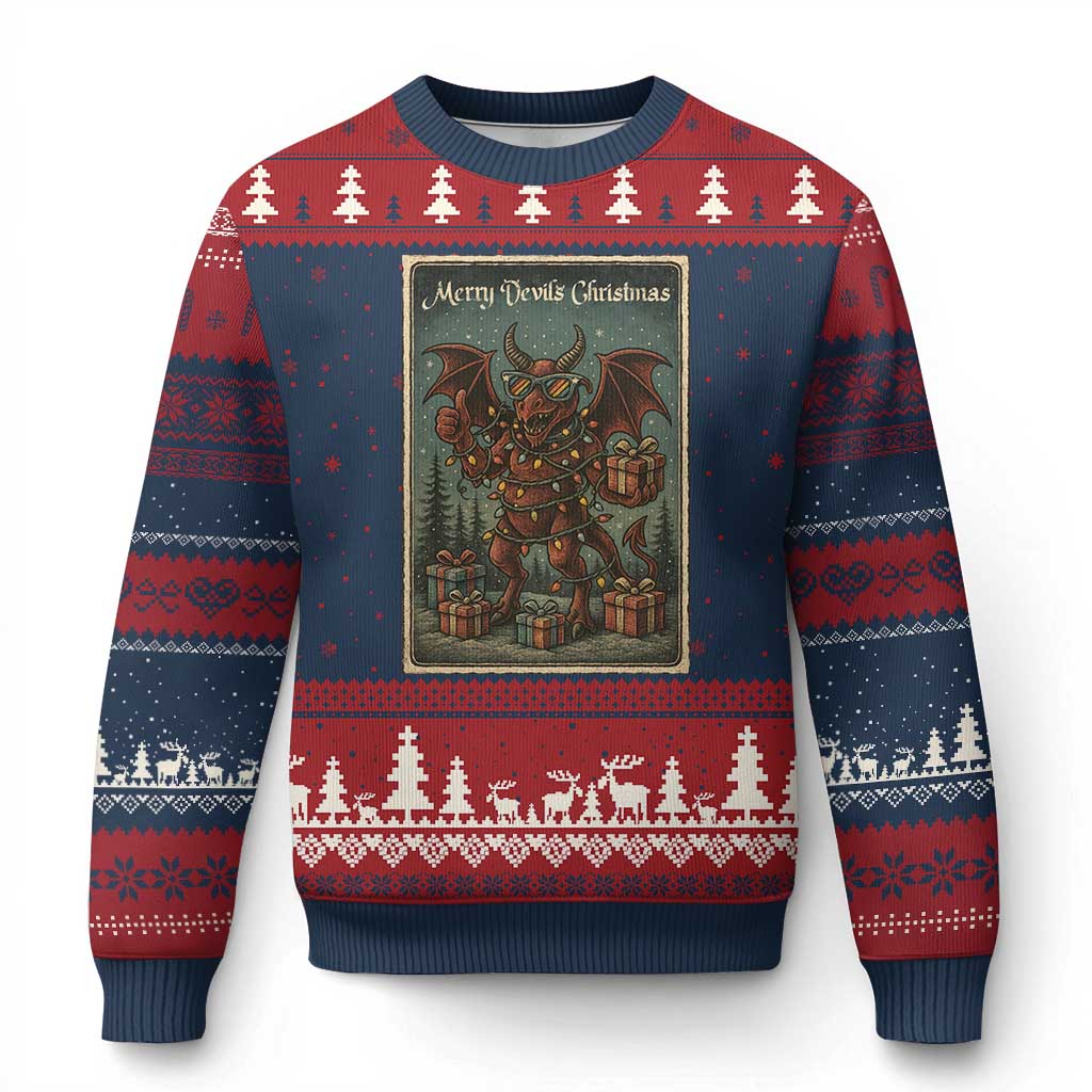 Jersey Devil Merry Devils Christmas Gift Ugly Christmas Sweater - Wonder Print Shop