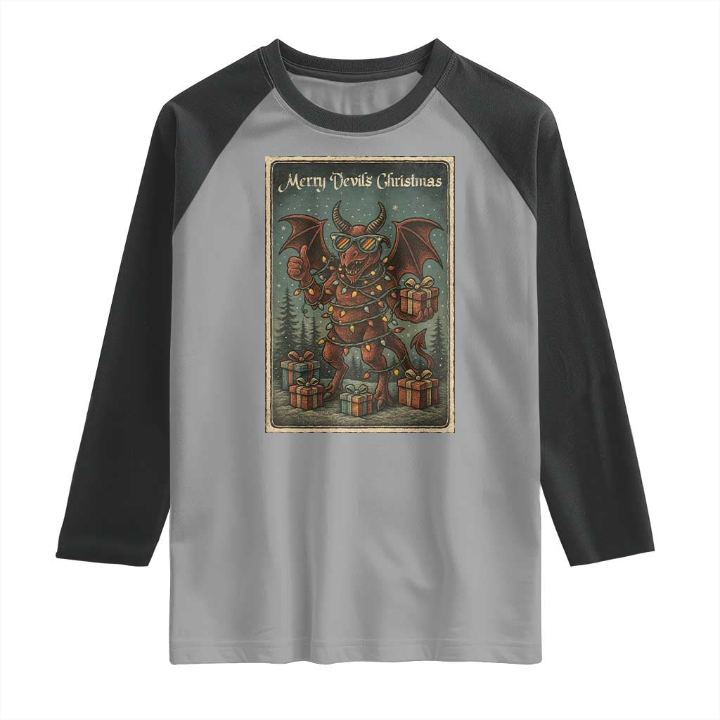 Jersey Devil Merry Devils Christmas Gift Raglan Shirt - Wonder Print Shop