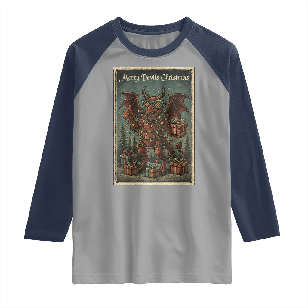 Jersey Devil Merry Devils Christmas Gift Raglan Shirt - Wonder Print Shop