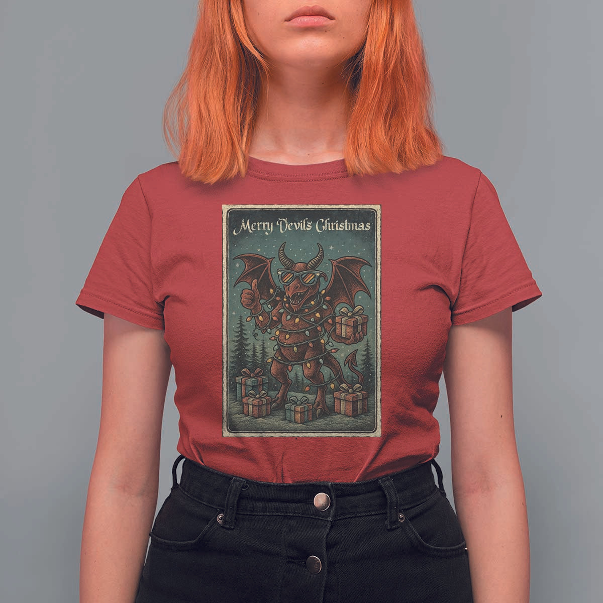 Jersey Devil Merry Devils Christmas Gift T Shirt For Women - Wonder Print Shop