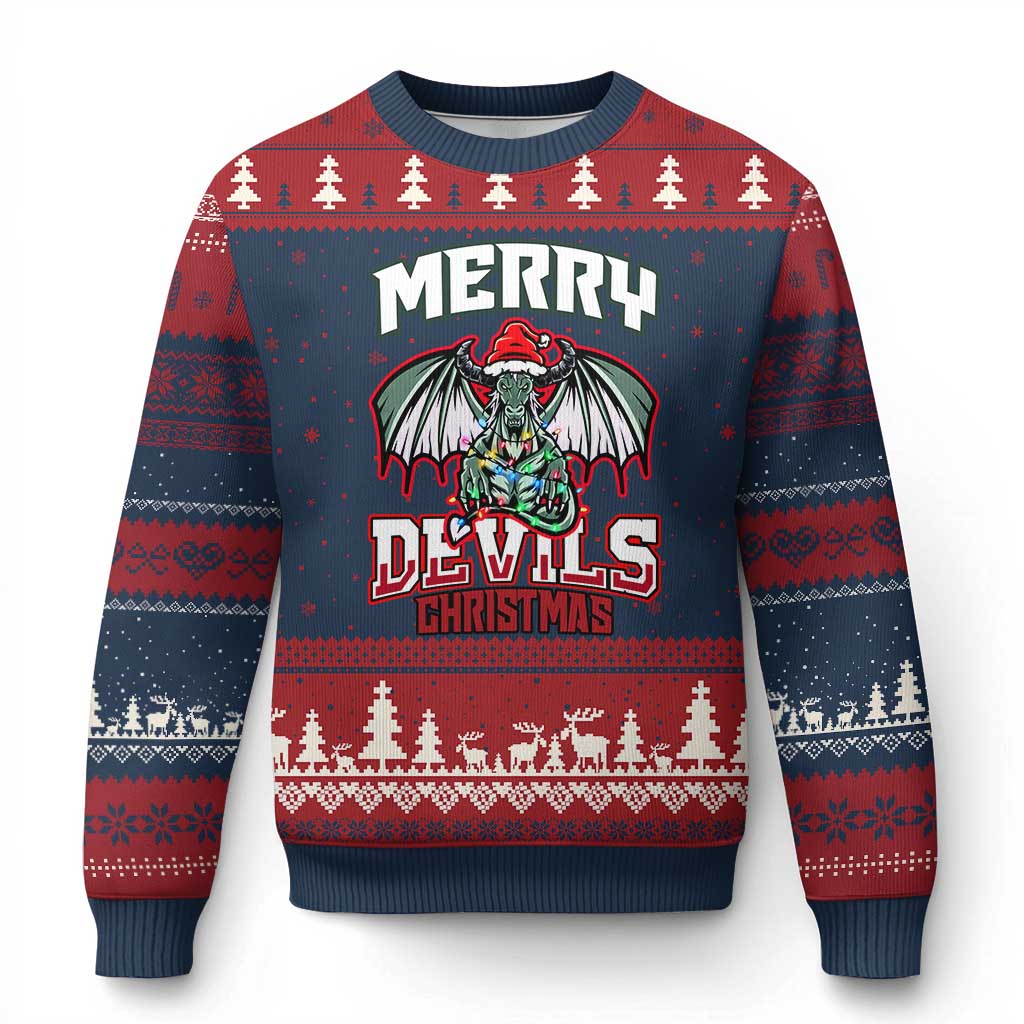 Jersey Devil Ugly Christmas Sweater Merry Devils Christmas Cryptid Gift - Wonder Print Shop