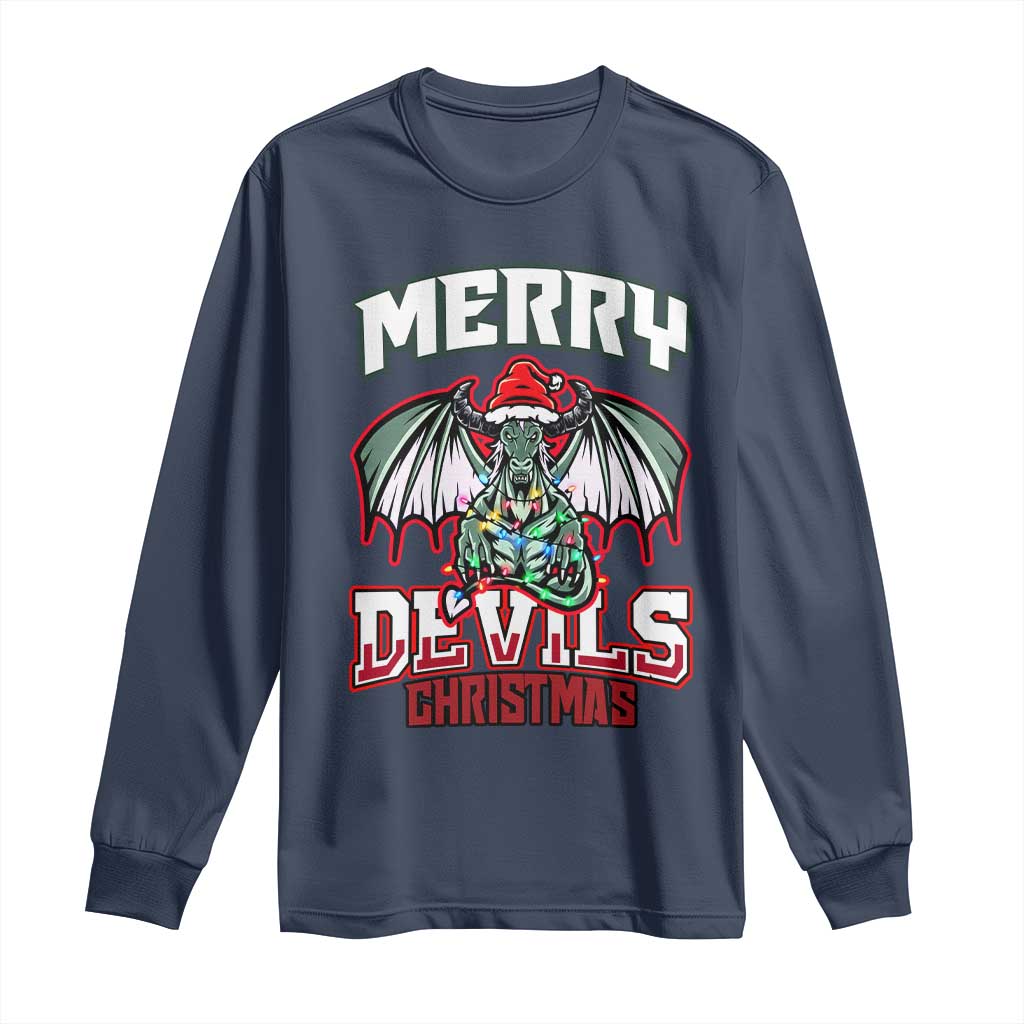Jersey Devil Long Sleeve Shirt Merry Devils Christmas Cryptid Gift - Wonder Print Shop
