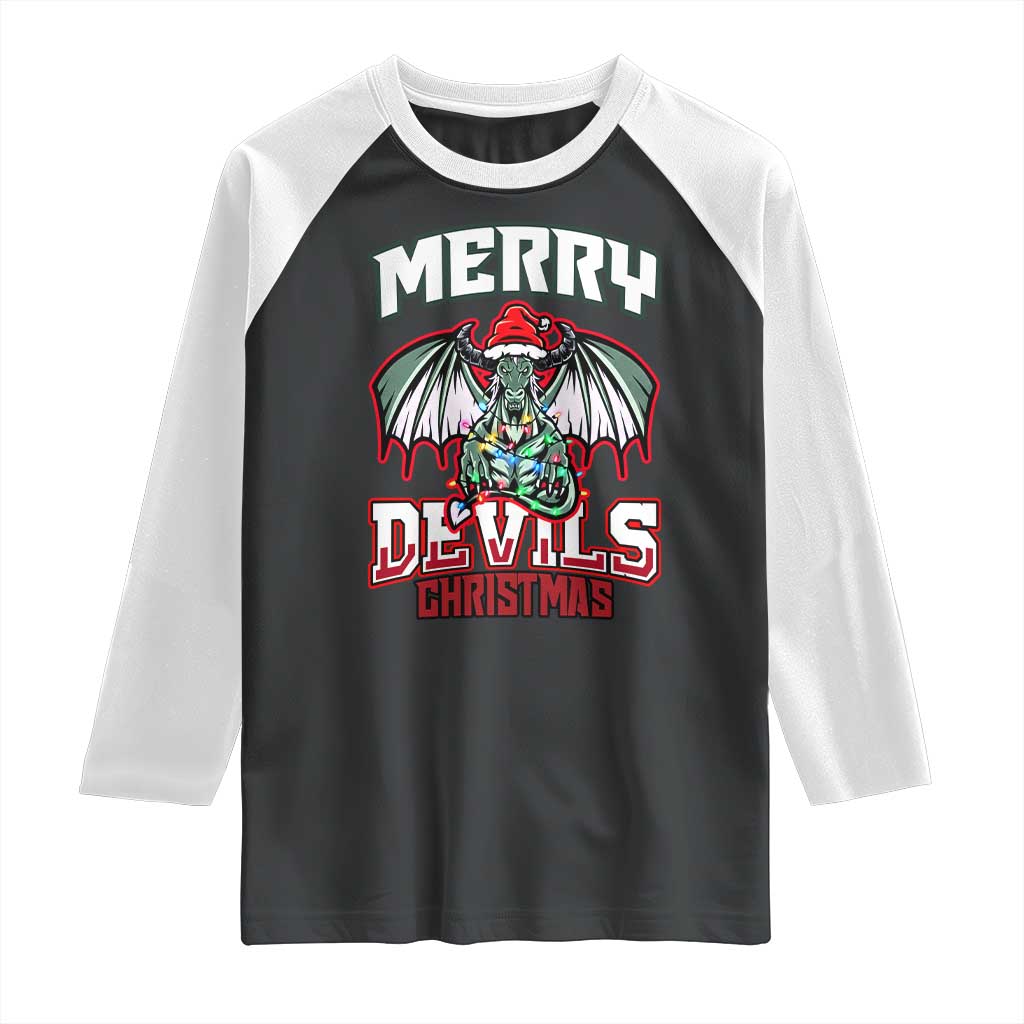 Jersey Devil Raglan Shirt Merry Devils Christmas Cryptid Gift - Wonder Print Shop