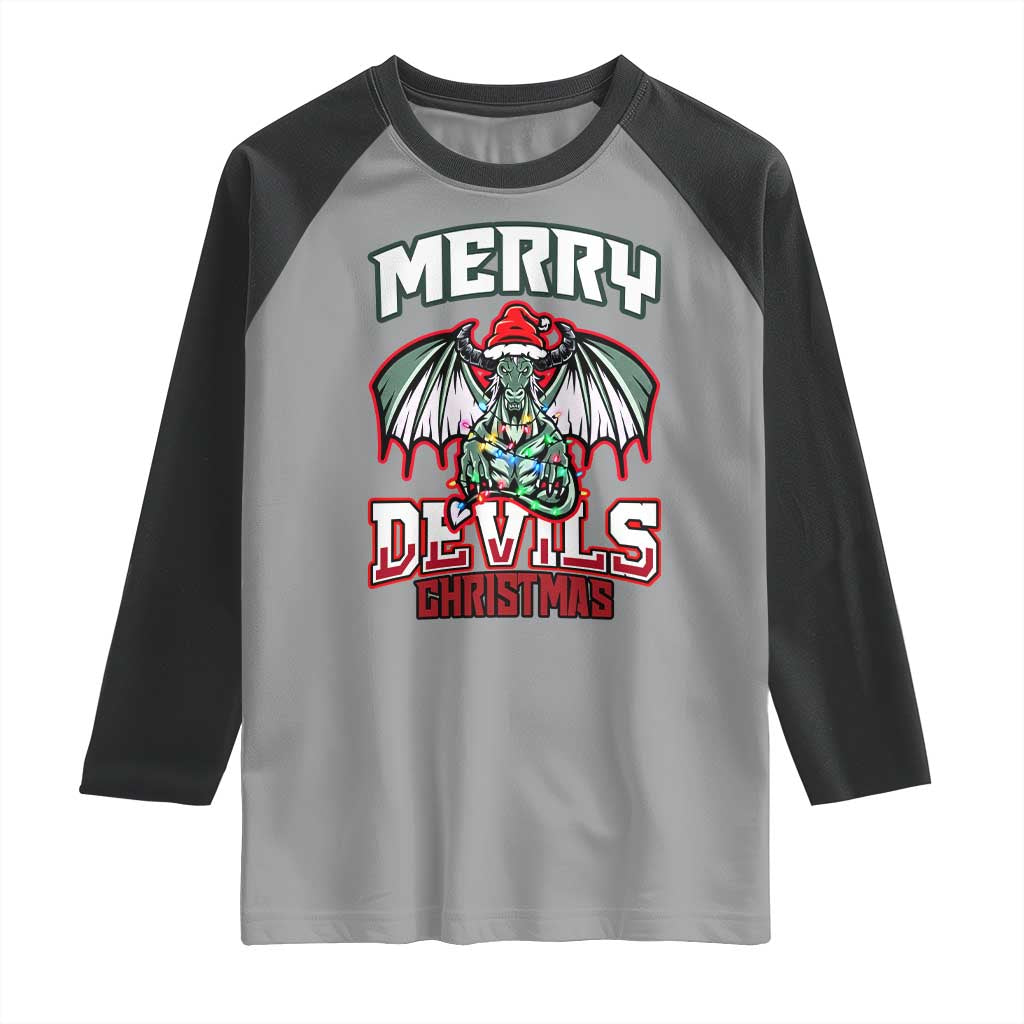 Jersey Devil Raglan Shirt Merry Devils Christmas Cryptid Gift - Wonder Print Shop