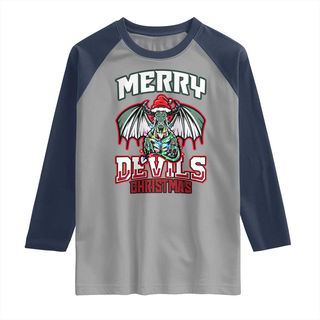 Jersey Devil Raglan Shirt Merry Devils Christmas Cryptid Gift - Wonder Print Shop