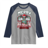 Jersey Devil Raglan Shirt Merry Devils Christmas Cryptid Gift - Wonder Print Shop