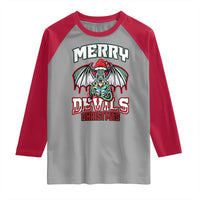 Jersey Devil Raglan Shirt Merry Devils Christmas Cryptid Gift - Wonder Print Shop